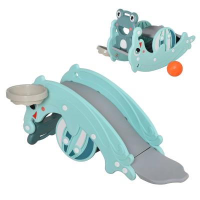 HOMCOM 3-in-1 Baby Rocking Horse Portable Slide Basketball Hoop, Age 3-5