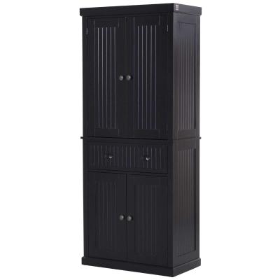 HOMCOM MDF Freestanding Tall Kitchen Cabinet Black