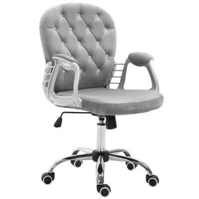 Vinsetto Velour Office Chair Diamante Tufted Padded Ergonomic 360° Swivel Base 5 Castor Wheels Home Work