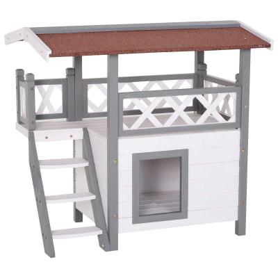 PawHut Fir Wood Outdoor Pet Shelter Grey/White