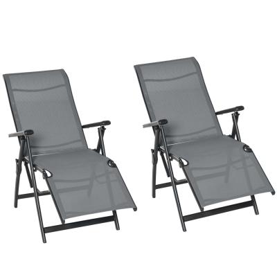 Outsunny Recliner Outdoor Patio Chaise Lounge Chair Adjustable Backrest Set of 2