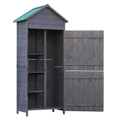 Outsunny Fir Wood Outdoor Garden Utility Shed Grey