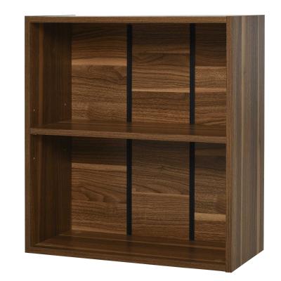 HOMCOM Wooden 2 Tier Storage Unit Cabinet-Walnut