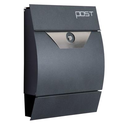 HOMCOM Steel Wall-Mounted Letter Box with Lock Grey