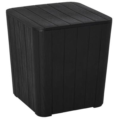 Outsunny Wood Effect Coffee Table Square Storage Box Garden Furniture Bucket Patio Black