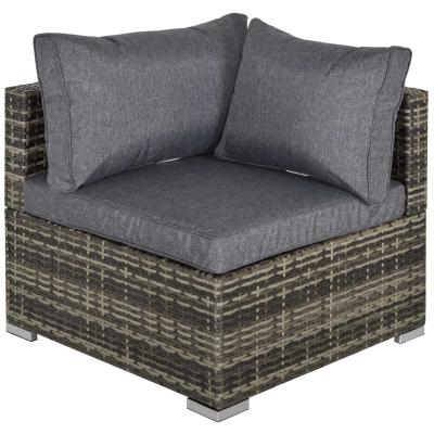 Outsunny Rattan Corner Sofa Garden Rattan Furniture Single Sofa Chair w/ Cushions