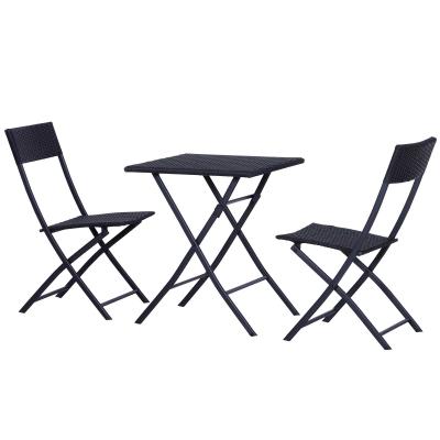 Outsunny 3pc Rattan Furniture Set :2xChairs,1xTable-Black
