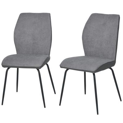 Eetkamerstoelen set van 2 keukenstoel bureaustoel schuim linnen PU grijs