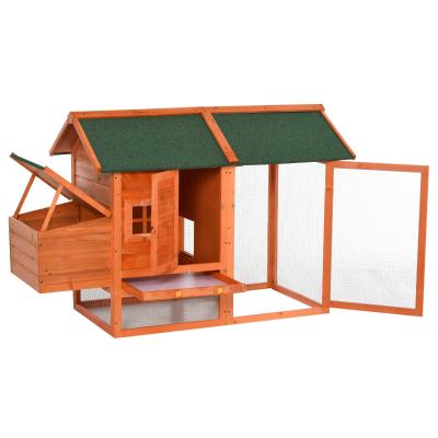 PawHut Chicken Coop Small Animal Habitat Hen House w/ Outside Run Nesting Box