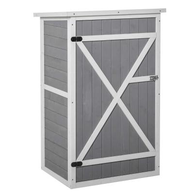 Outsunny Fir Wood Garden Shed Outdoor Tool Storage w/ 2 Shelves Latched Doors 115x75cm