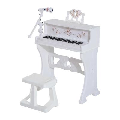 HOMCOM Mini Electronic Piano W/Microphone and Stool-White