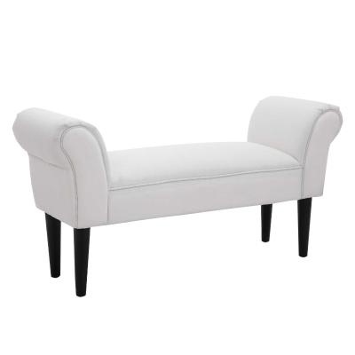 HOMCOM Upholstered MDF Bedroom Chaise Lounge Bench White