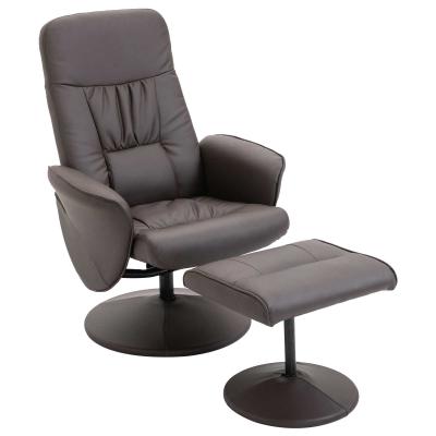 HOMCOM PU Leather Recliner Armchair & Footrest 2 Pcs Duo Set Brown