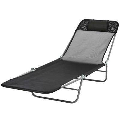 Outsunny Garden Recliner Adjustable Sun Lounger-Black
