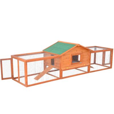 PawHut Wooden Animal Cage W/ Ramp-Golden Red
