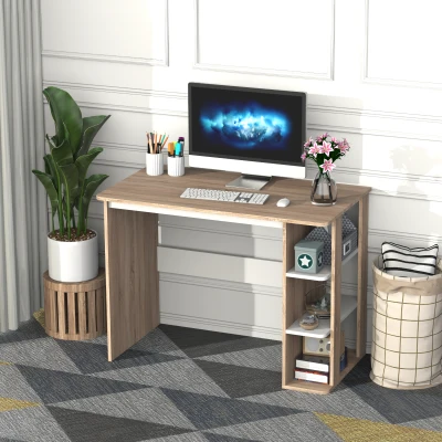 HOMCOM Computer Desk Office Writing Desk w/ 3-Tier Display Shelf Storage - Wood effect
