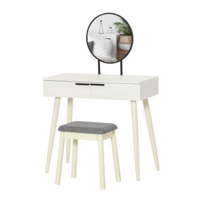 HOMCOM Vanity Table Set Dressing Desk w/ Cushioned Stool Drawer Makeup Table White