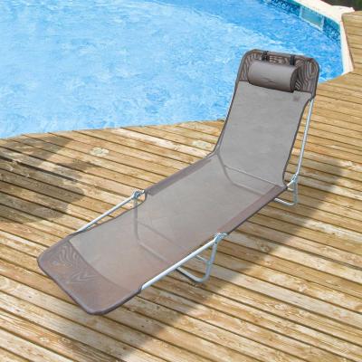Outsunny Garden Lounger Recliner Adjustable Sun Bed Chair-Coffee