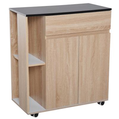 HOMCOM Kitchen Storage Trolley Cart Kitchen Island Cupboard Rolling Island Shelves Drawer Locking Wheels