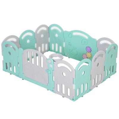 HOMCOM babybox barrière 12 elementen beschermende box tandwielen HDPE groen
