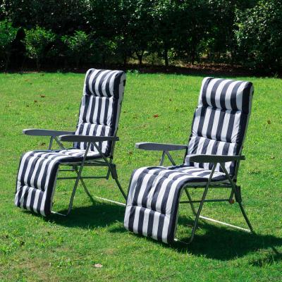 Outsunny 2 x Klappstühle Gartenstuhl Sonnenliege Armlehne klappbar 5 Positionen Auflage Blau 60 x 75 x 102 cm