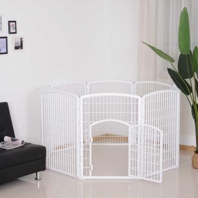 PawHut® Welpengitter Freilaufgehege Laufstall für Haustiere mit Tür 6 Teile sechseckig PP-Kunststoff rostfrei Weiß Ø180 x H95 cm