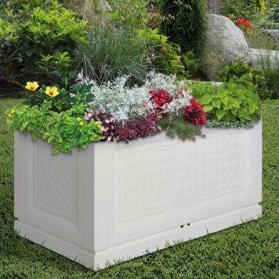 Outsunny® Hochbeet Gartenbeet Pflanzkasten Blumenkasten 2 Muster Abflusslöcher PP Weiß 80 x 40 x 38 cm