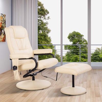 HOMCOM® Massagesessel mit Hocker | Veganleder, Schaumstoff, Eisen | 77 x 95 x 73 cm | Creme