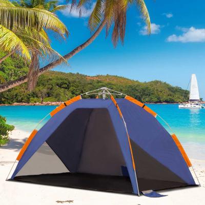 Outsunny Strandmuschel, Strandzelt, Pop up Campingzelt, Netzfenster, Tragetasche, 2-3 Personen, Fiberglas, 210 x 140 x 120 cm