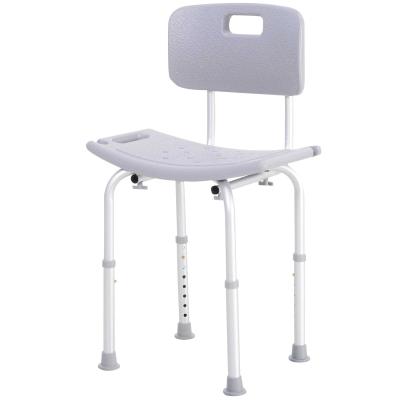 HOMCOM Duschstuhl Badehocker Badestuhl Duschhocker Duschsitz Badhilfe höhenverstellbar (Duschhocker mit Rückenlehne (Grau))