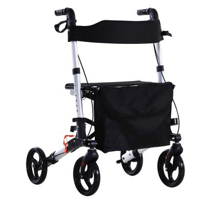 HOMCOM® Rollator mit Stuhl Faltbarer Gehwagen Tasche Verstellbare Griffe Alulegierung