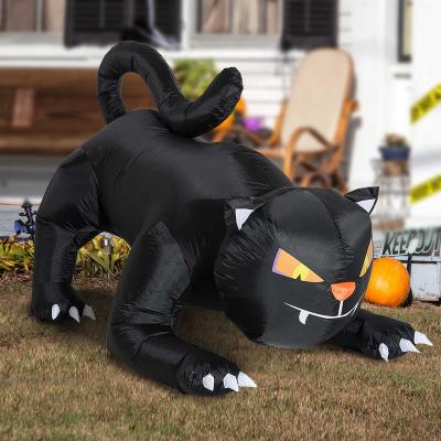HOMCOM® Aufblasbare Halloween Katze mit LED Schwarz