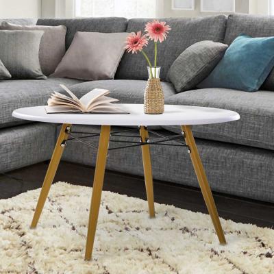 HOMCOM® Couchtisch Beistelltisch Kaffeetisch Teetisch Nachttisch rund Holz + Metall Ø80 x H45 cm