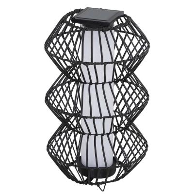Outsunny LED Solarleuchte, Rattan Garten Stehleuchte, Kaffee
