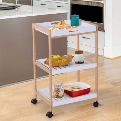 HOMCOM® Küchenwagen rollbar Servierwagen Küchentrolley abnehmbare Topplatte 46 x 35 x 74,5 cm