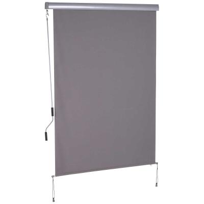 Outsunny Senkrechtmarkise Balkonmarkise Vertikalmarkise Windschutz Seitenrollo Sichtschutz mit Handkurbel Polyesterstoff+Aluminium Grau 140 x 200 cm