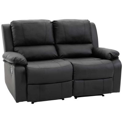 HOMCOM Doppelsofa Relaxliege Relaxsessel verstellbare Rückenlehnen Holzfüße PU Schwarz 95 x 141,5 x 94,5 cm