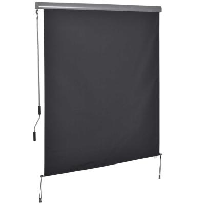 Outsunny Senkrechtmarkise Balkonmarkise Vertikalmarkise Windschutz Seitenrollo Sichtschutz mit Handkurbel Polyesterstoff+Aluminium Dunkelgrau 160 x 250 cm