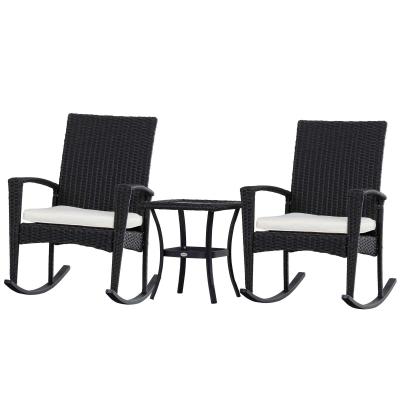 Outsunny® Schaukelstuhl Set Gartenmöbel 3-teilige Sitzgruppe 2 Stühle 1 Tisch Metall