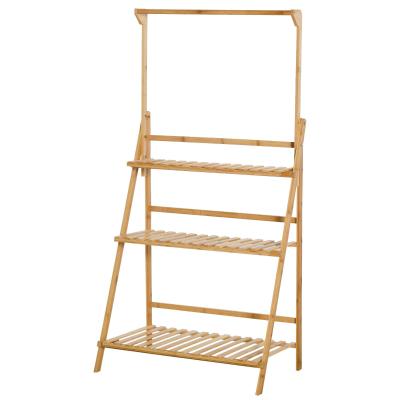 Outsunny® Blumenständer für innen draußen 3-stufig Leiterregal Wohnzimmer Garten Natur