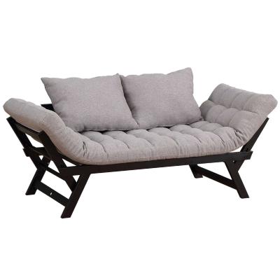 HOMCOM® Zweisitzer Schlafsofa | Chaiselongue | Metall, Leinen | Hellgrau | 155 x 65 x 57 cm