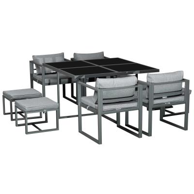 Outsunny® Sitzgruppe Gartenset Gartenmöbel Platzsparend 9 TLG. Metall Grau