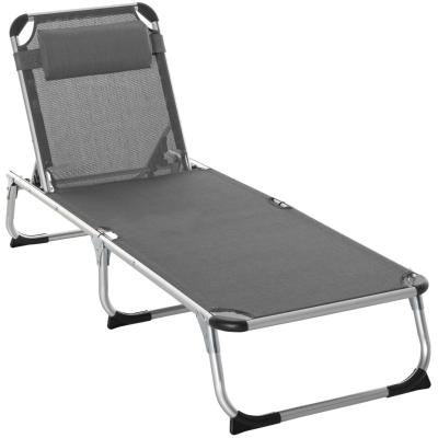 Outsunny Sonnenliege Gartenliege faltbar grau ergonomisch Netzstoff 170 x 60 x 76 cm