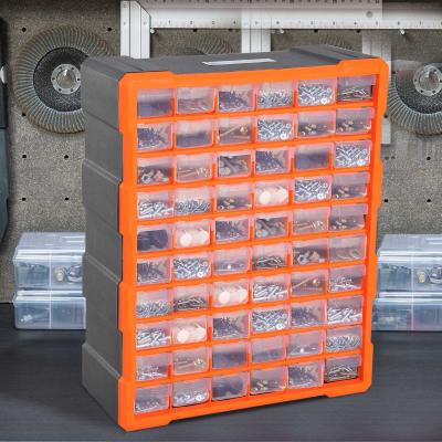 DURHAND Sortierkasten Kleinteilemagazin Teile Box Aufbewahrungsbox 60 Fächer Orange L38 x B16 x H47,5 cm