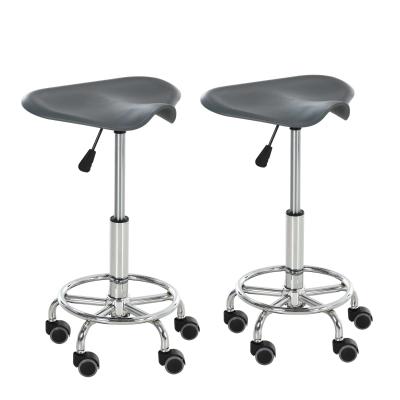 HOMCOM® Hocker-Set 2-teilig Barhocker Bürohocker Hocker Kunststoff Stahl Grau