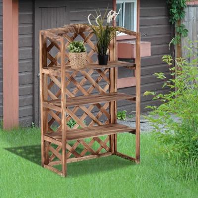Outsunny Blumenständer Blumenregal Pflanzregal Blumenbank 3 Etagen Tannenholz (Modell8)