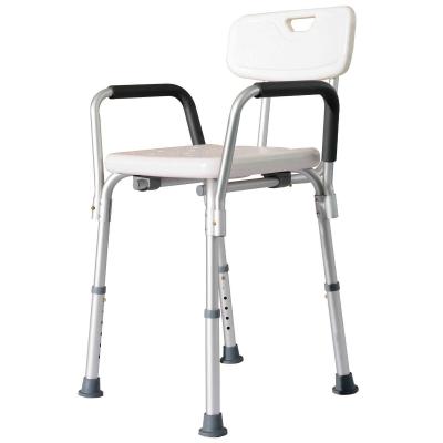 HOMCOM® Duschhocker Duschstuhl Arm- und Rückenlehne höhenverstellbar 46,5 x 54 x (72,5-85) cm