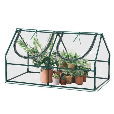 Outsunny® Gewächshaus mit Fenster PVC Treibhaus Tomatenhaus Frühbeet 120x60x60cm Grün