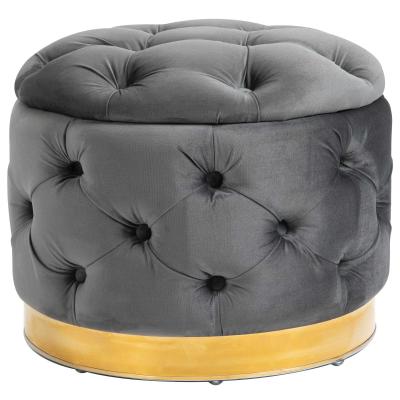 HOMCOM® Hocker mit Stauraum Sitzhocker Polsterhocker Pappelholz Kohlegrau
