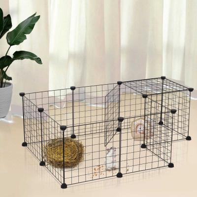 PawHut® Laufstall Laufgehege Kleintierkäfig Metallgitter Freigehege flexibel umformbar Schwarz 106 x 73 x 36 cm